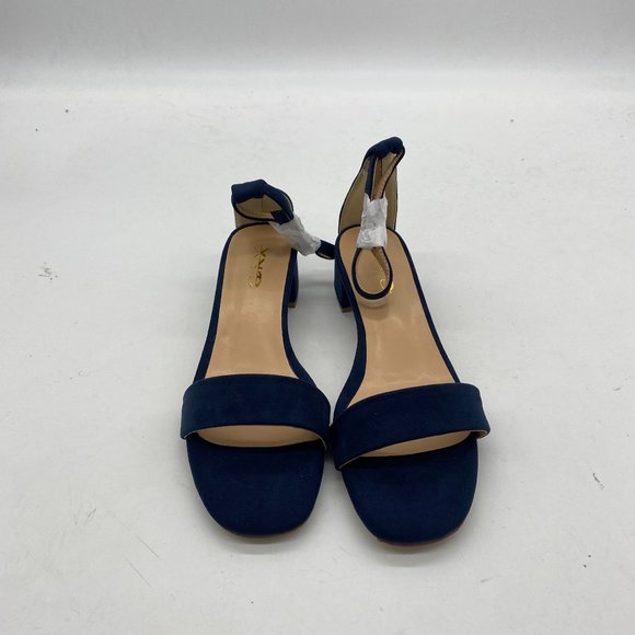 XYD Blue Open Toe Strappy Low Block Heel Ankle Strap Buckle Sandal - Picture 2 of 9